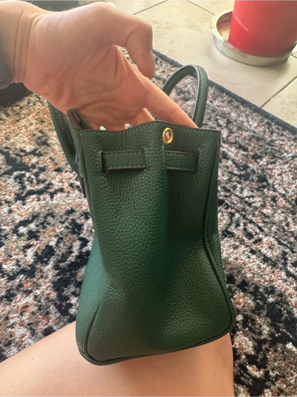 & Other Stories Dark Green Leather Top-Handle Satchel with Gold Hardware New 🆕